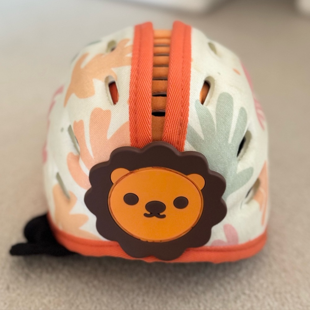 Soft Protective Baby Helmet in Orange lion